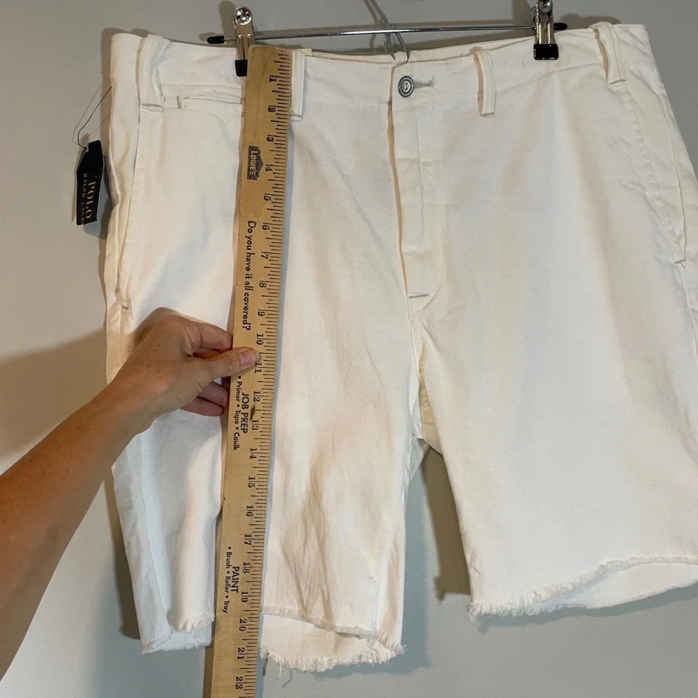 Polo Ralph Lauren Mens White Straight Fit Cut-Off Denim Shorts 38 NWT Classics